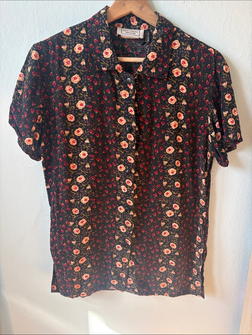 Vintage Black Floral Button Down Shirt